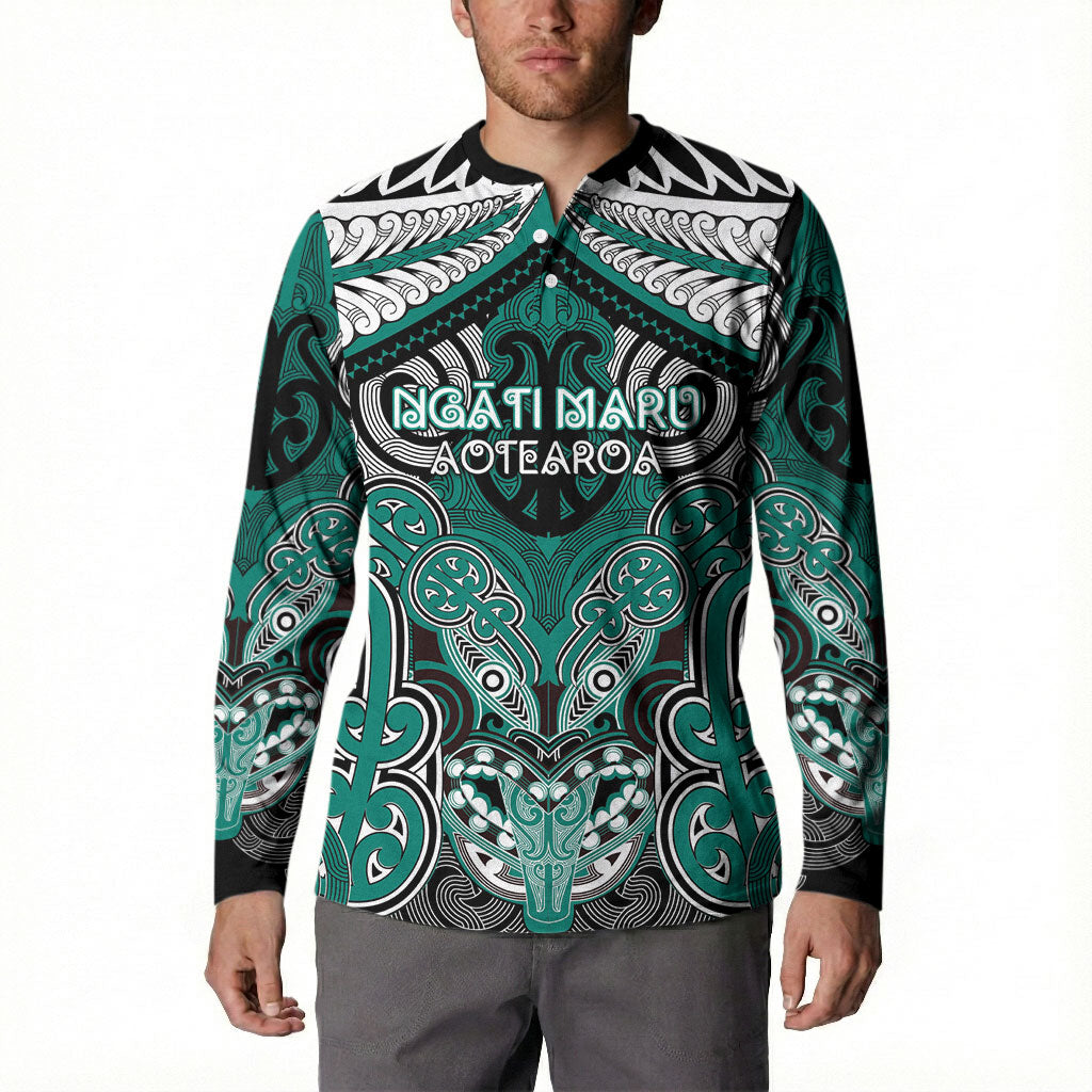 Aotearoa Iwi Ngati Maru Personalised Button Sweatshirt Maori Kowhaiwhai Pattern