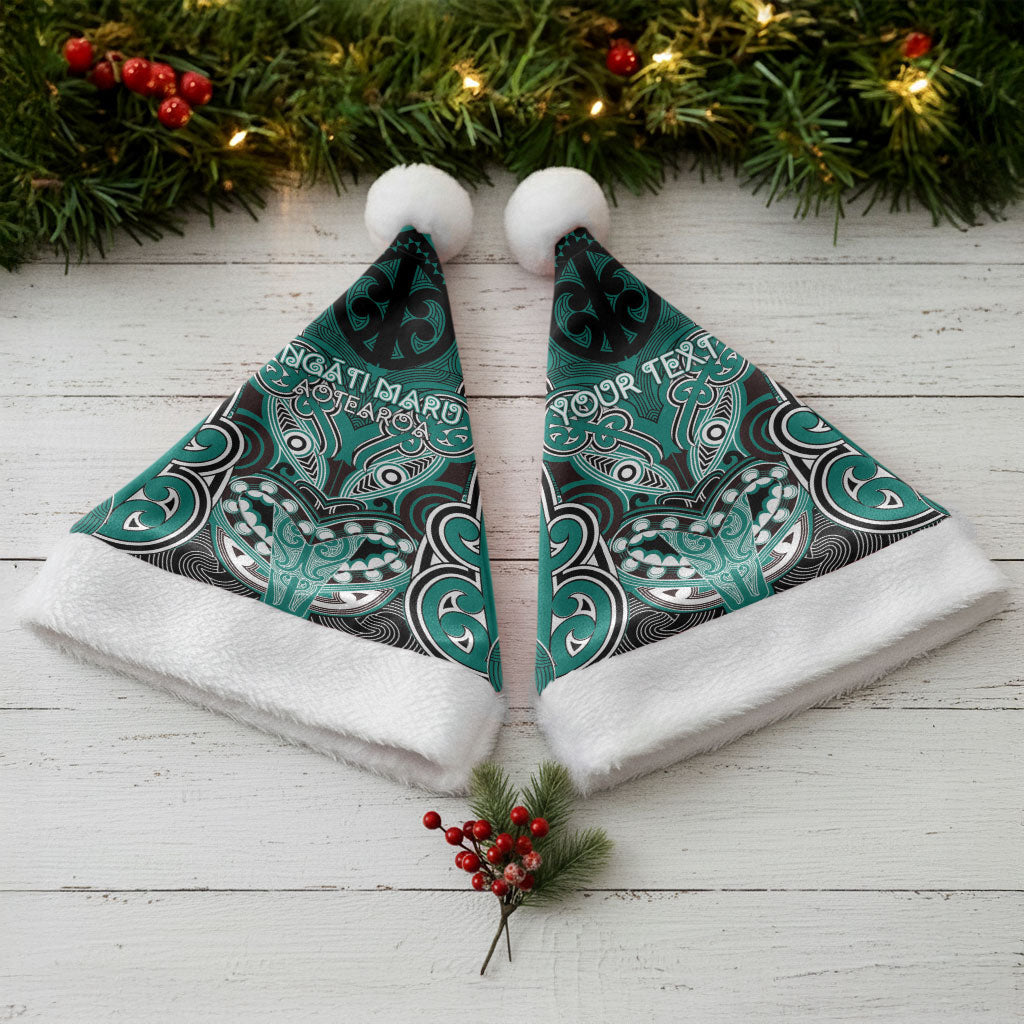 Aotearoa Iwi Ngati Maru Personalised Christmas Santa Hat Maori Kowhaiwhai Pattern