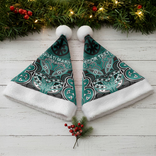 Aotearoa Iwi Ngati Maru Personalised Christmas Santa Hat Maori Kowhaiwhai Pattern