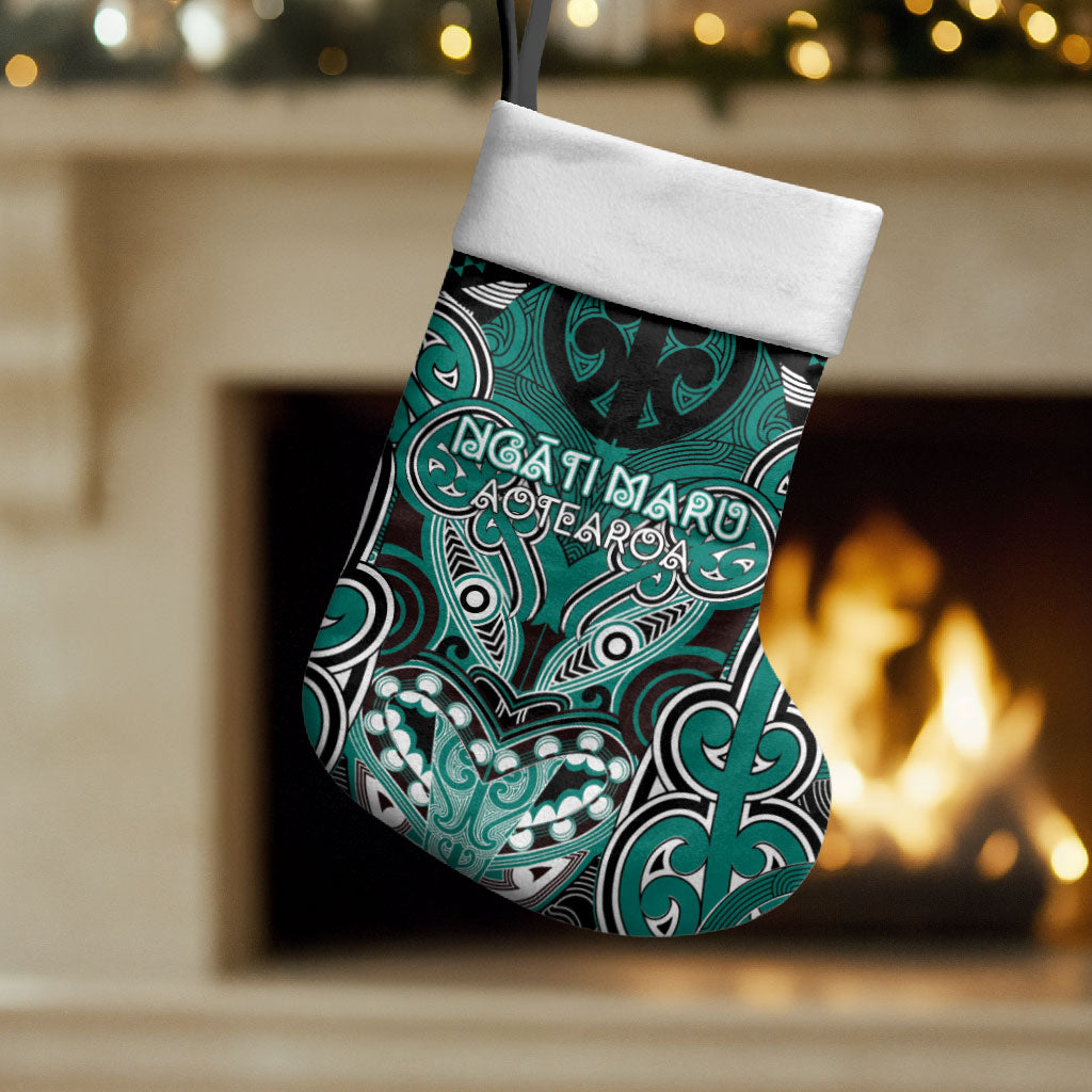 Aotearoa Iwi Ngati Maru Personalised Christmas Stocking Maori Kowhaiwhai Pattern