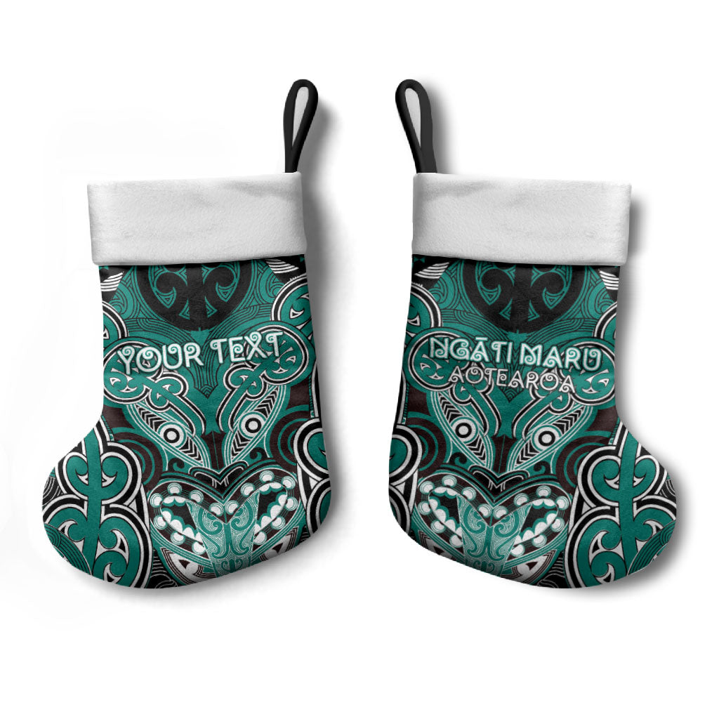 Aotearoa Iwi Ngati Maru Personalised Christmas Stocking Maori Kowhaiwhai Pattern