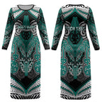 Aotearoa Iwi Ngati Maru Personalised Couples Matching Long Sleeve Bodycon Dress and Long Sleeve Button Shirt Maori Kowhaiwhai Pattern