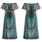 Aotearoa Iwi Ngati Maru Personalised Couples Matching Off Shoulder Maxi Dress and Hawaiian Shirt Maori Kowhaiwhai Pattern