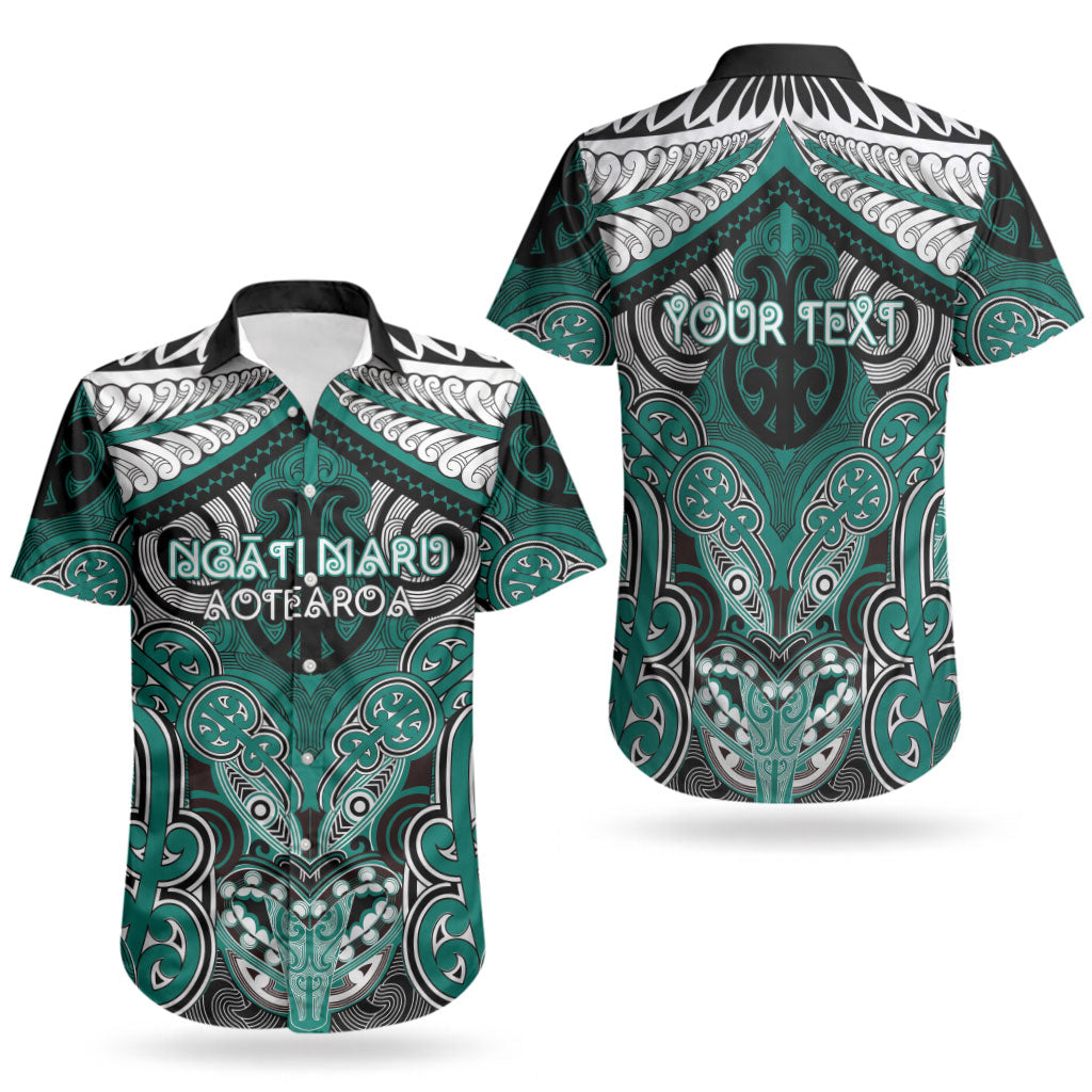 Aotearoa Iwi Ngati Maru Personalised Couples Matching Off Shoulder Short Dress and Hawaiian Shirt Maori Kowhaiwhai Pattern