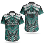 Aotearoa Iwi Ngati Maru Personalised Couples Matching Off Shoulder Short Dress and Hawaiian Shirt Maori Kowhaiwhai Pattern
