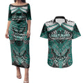 Aotearoa Iwi Ngati Maru Personalised Couples Matching Puletasi and Hawaiian Shirt Maori Kowhaiwhai Pattern