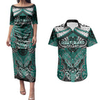 Aotearoa Iwi Ngati Maru Personalised Couples Matching Puletasi and Hawaiian Shirt Maori Kowhaiwhai Pattern