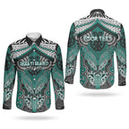 Aotearoa Iwi Ngati Maru Personalised Couples Matching Short Sleeve Bodycon Dress and Long Sleeve Button Shirt Maori Kowhaiwhai Pattern