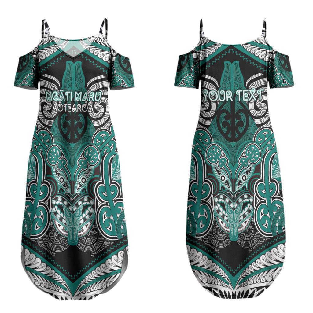 Aotearoa Iwi Ngati Maru Personalised Couples Matching Summer Maxi Dress and Hawaiian Shirt Maori Kowhaiwhai Pattern