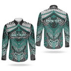 Aotearoa Iwi Ngati Maru Personalised Couples Matching Summer Maxi Dress and Long Sleeve Button Shirt Maori Kowhaiwhai Pattern