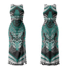 Aotearoa Iwi Ngati Maru Personalised Couples Matching Tank Maxi Dress and Long Sleeve Button Shirt Maori Kowhaiwhai Pattern