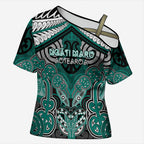 Aotearoa Iwi Ngati Maru Personalised Cross Shoulder Shirt Maori Kowhaiwhai Pattern