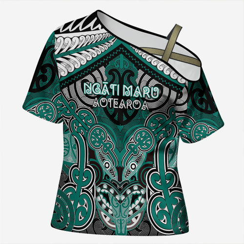 Aotearoa Iwi Ngati Maru Personalised Cross Shoulder Shirt Maori Kowhaiwhai Pattern