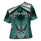 Aotearoa Iwi Ngati Maru Personalised Cross Shoulder Shirt Maori Kowhaiwhai Pattern