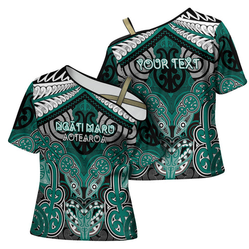 Aotearoa Iwi Ngati Maru Personalised Cross Shoulder Shirt Maori Kowhaiwhai Pattern
