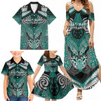 Aotearoa Iwi Ngati Maru Personalised Family Matching Summer Maxi Dress and Hawaiian Shirt Maori Kowhaiwhai Pattern