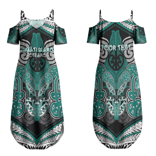 Aotearoa Iwi Ngati Maru Personalised Family Matching Summer Maxi Dress and Hawaiian Shirt Maori Kowhaiwhai Pattern