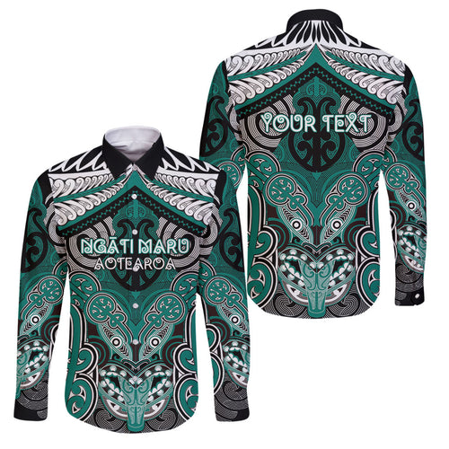 Aotearoa Iwi Ngati Maru Personalised Family Matching Summer Maxi Dress and Hawaiian Shirt Maori Kowhaiwhai Pattern