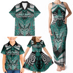 Aotearoa Iwi Ngati Maru Personalised Family Matching Tank Maxi Dress and Hawaiian Shirt Maori Kowhaiwhai Pattern