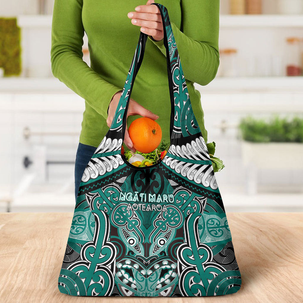 Aotearoa Iwi Ngati Maru Grocery Bag Maori Kowhaiwhai Pattern