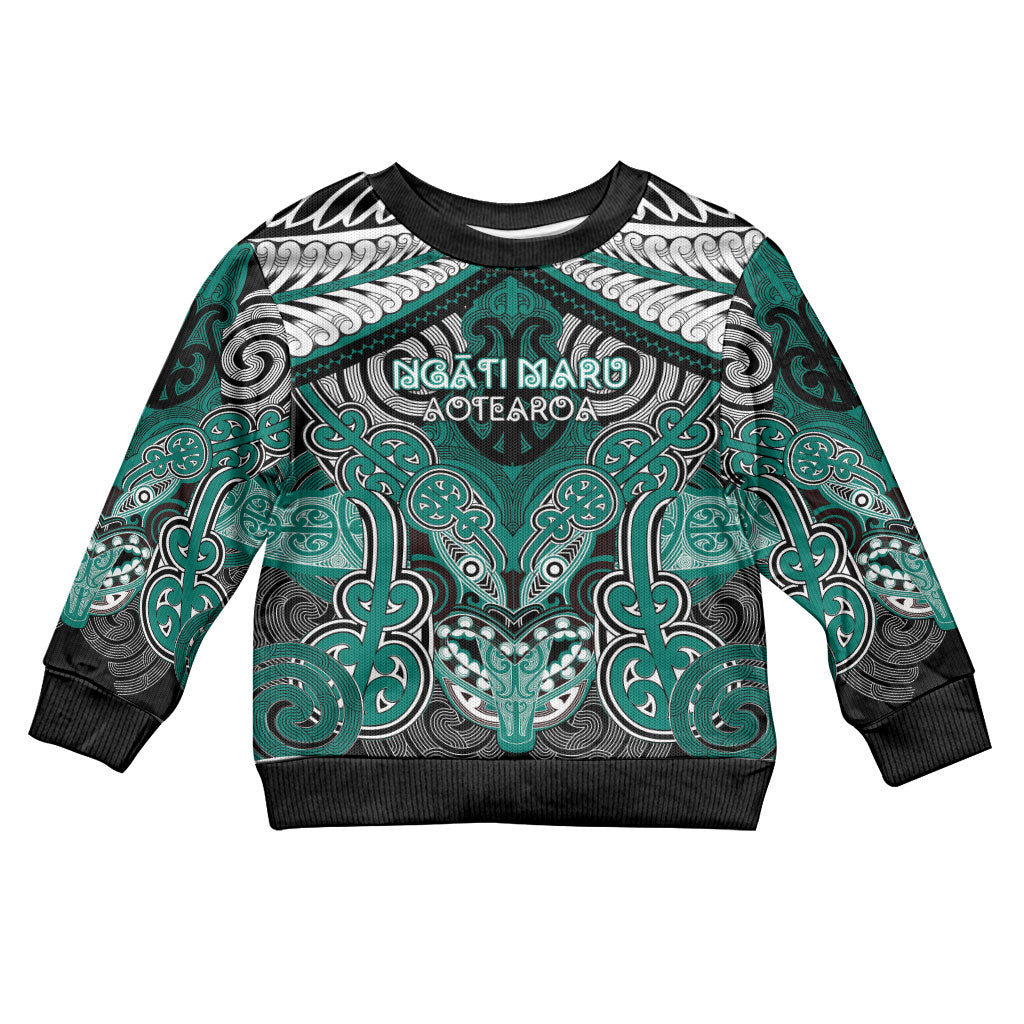Aotearoa Iwi Ngati Maru Personalised Kid Ugly Christmas Sweater Maori Kowhaiwhai Pattern