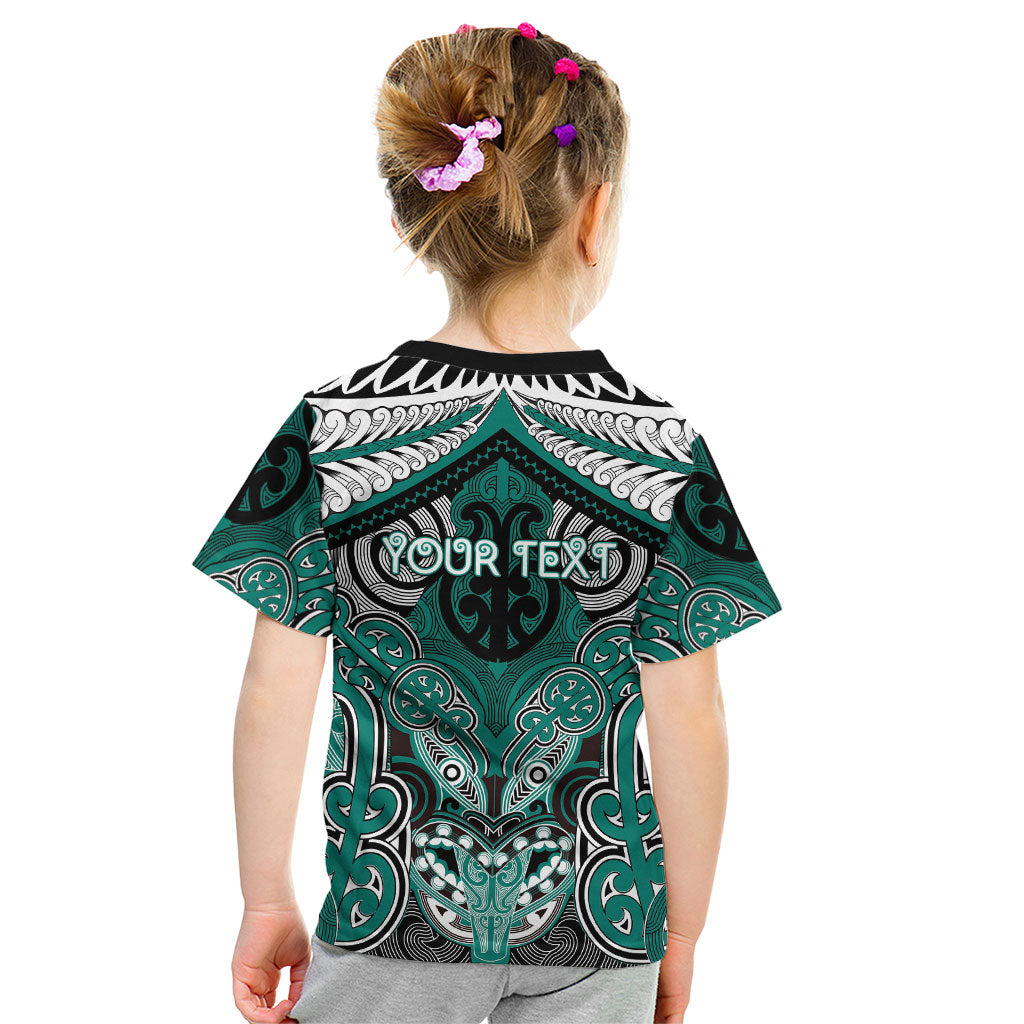 Aotearoa Iwi Ngati Maru Personalised Kid T Shirt Maori Kowhaiwhai Pattern