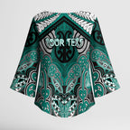 Aotearoa Iwi Ngati Maru Personalised Kimono Sleeve Blouse Maori Kowhaiwhai Pattern