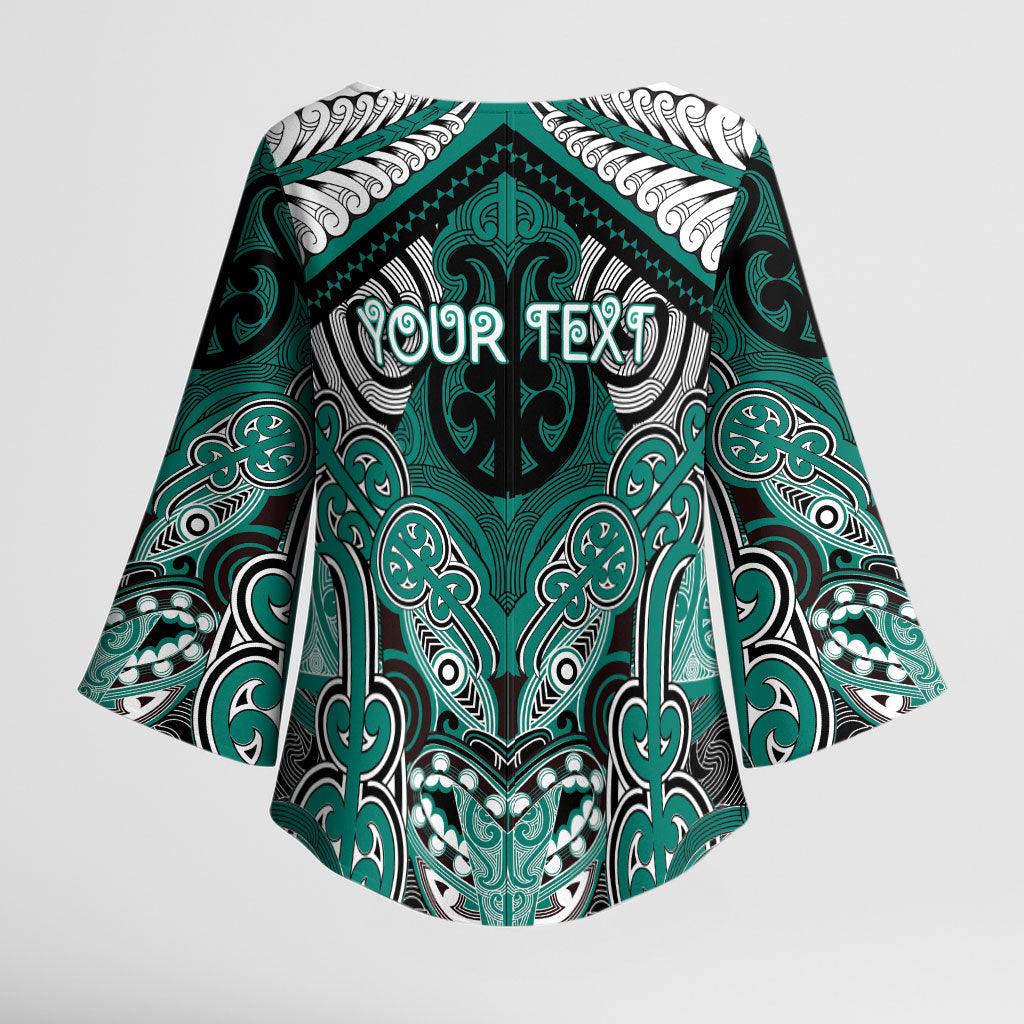 Aotearoa Iwi Ngati Maru Personalised Kimono Sleeve Blouse Maori Kowhaiwhai Pattern