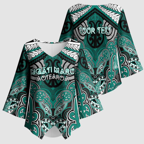 Aotearoa Iwi Ngati Maru Personalised Kimono Sleeve Blouse Maori Kowhaiwhai Pattern