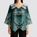 Aotearoa Iwi Ngati Maru Personalised Kimono Sleeve Blouse Maori Kowhaiwhai Pattern