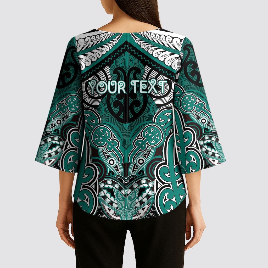 Aotearoa Iwi Ngati Maru Personalised Kimono Sleeve Blouse Maori Kowhaiwhai Pattern