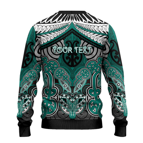 Aotearoa Iwi Ngati Maru Personalised Ugly Christmas Sweater Maori Kowhaiwhai Pattern