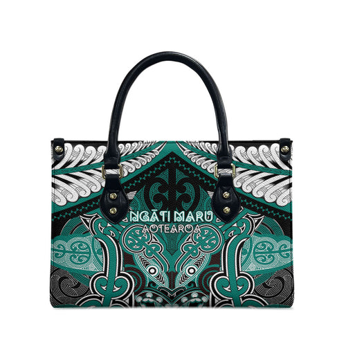 Aotearoa Iwi Ngati Maru Leather Bag Maori Kowhaiwhai Pattern