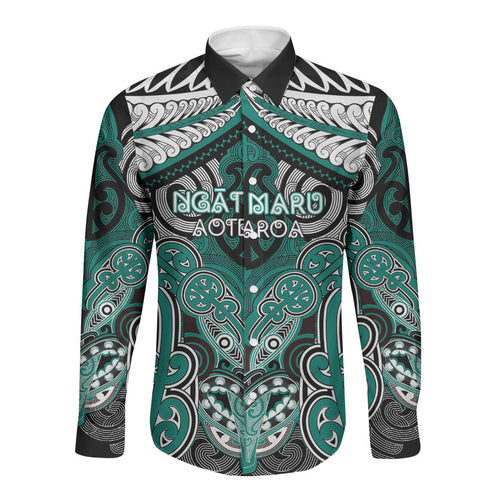 Aotearoa Iwi Ngati Maru Personalised Long Sleeve Button Shirt Maori Kowhaiwhai Pattern