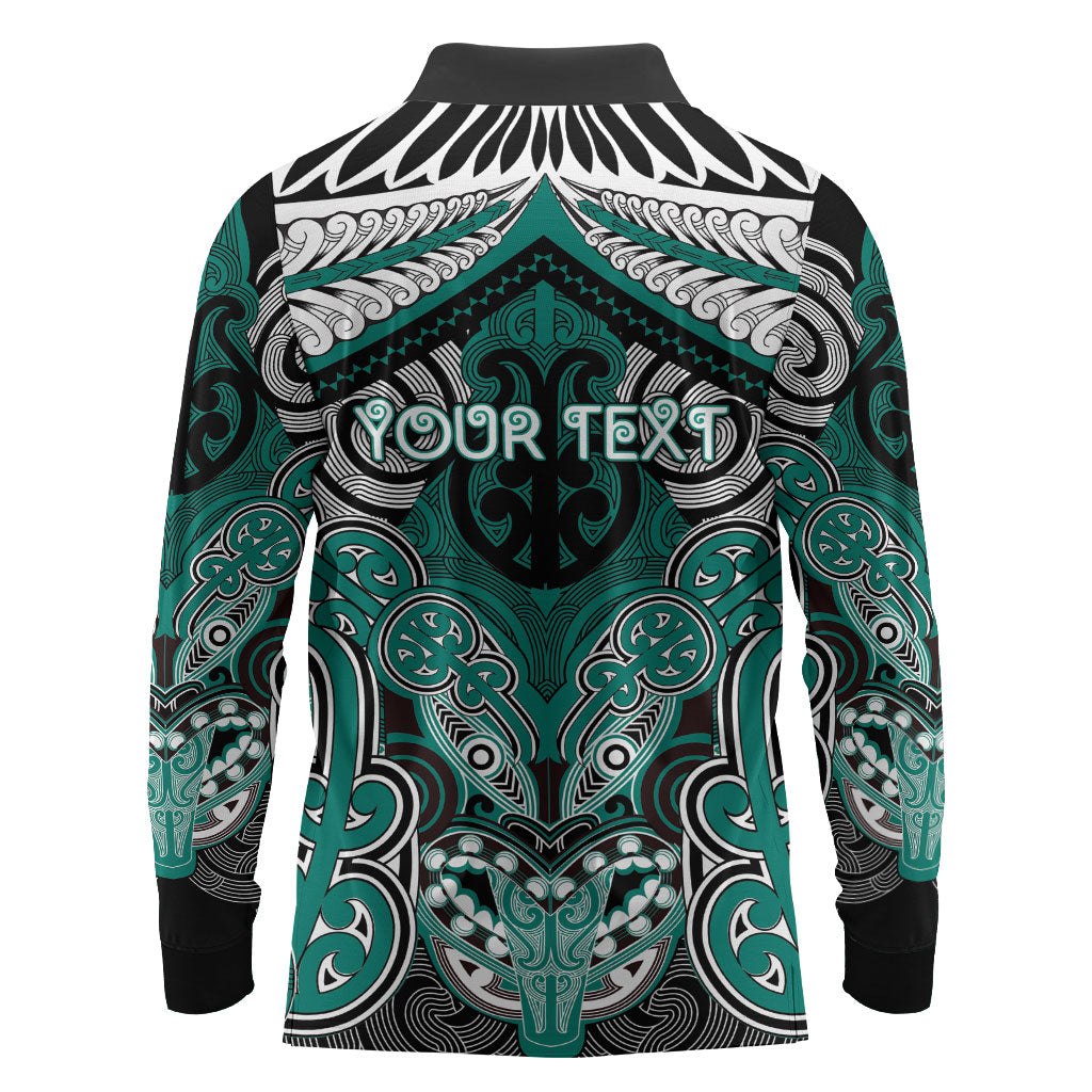 Aotearoa Iwi Ngati Maru Personalised Long Sleeve Polo Shirt Maori Kowhaiwhai Pattern