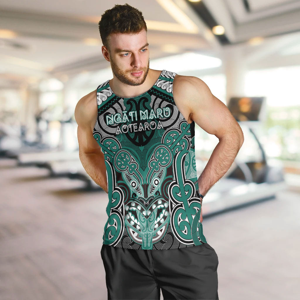 Aotearoa Iwi Ngati Maru Personalised Men Tank Top Maori Kowhaiwhai Pattern