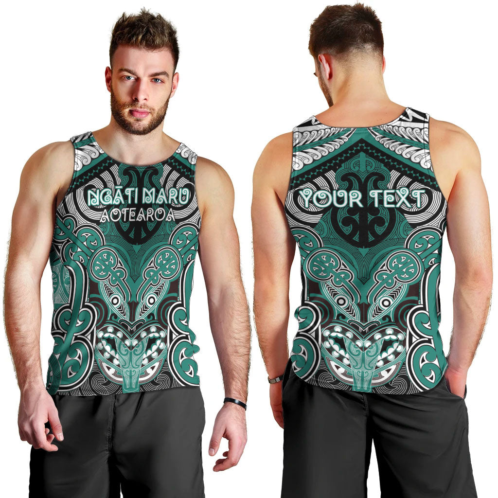 Aotearoa Iwi Ngati Maru Personalised Men Tank Top Maori Kowhaiwhai Pattern