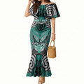 Aotearoa Iwi Ngati Maru Personalised Mermaid Dress Maori Kowhaiwhai Pattern