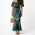 Aotearoa Iwi Ngati Maru Personalised Mermaid Dress Maori Kowhaiwhai Pattern