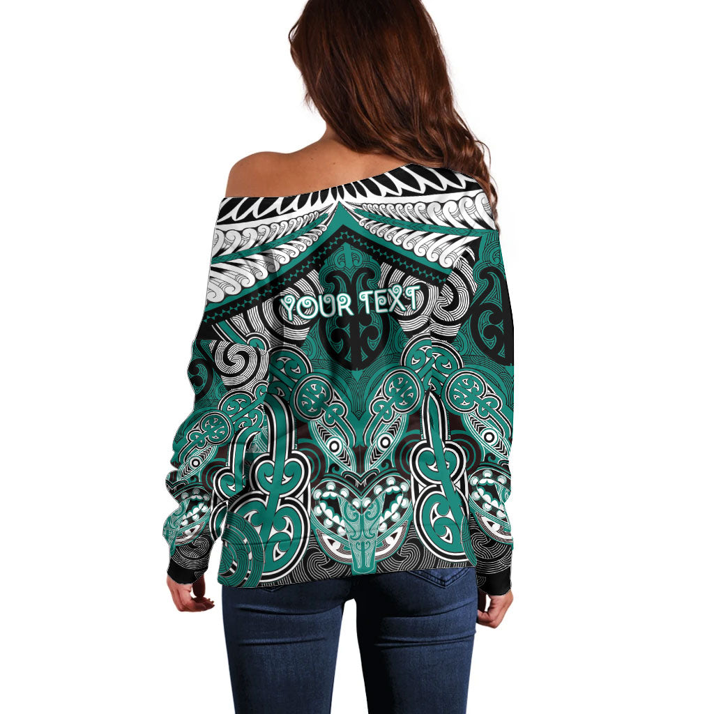 Aotearoa Iwi Ngati Maru Personalised Off Shoulder Sweater Maori Kowhaiwhai Pattern