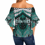 Aotearoa Iwi Ngati Maru Personalised Off Shoulder Wrap Waist Top Maori Kowhaiwhai Pattern