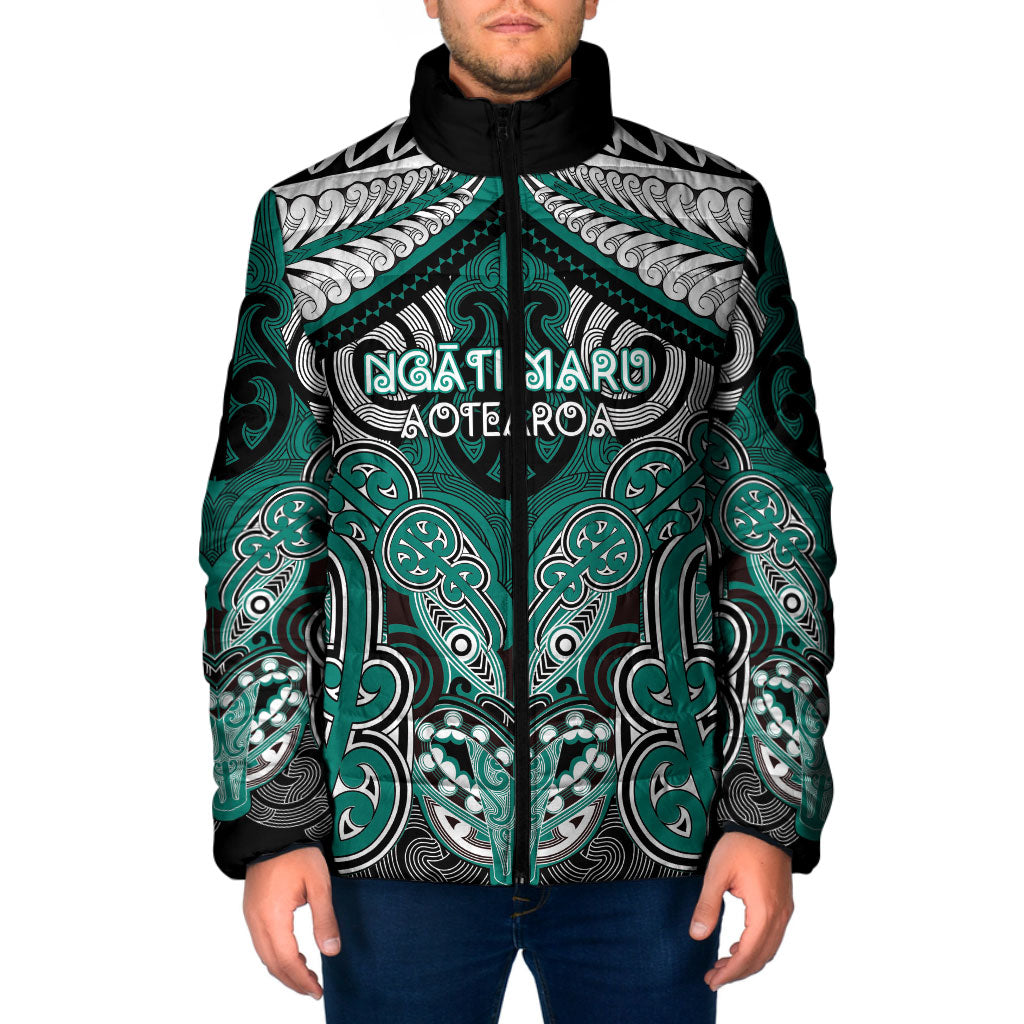 Aotearoa Iwi Ngati Maru Personalised Padded Jacket Maori Kowhaiwhai Pattern