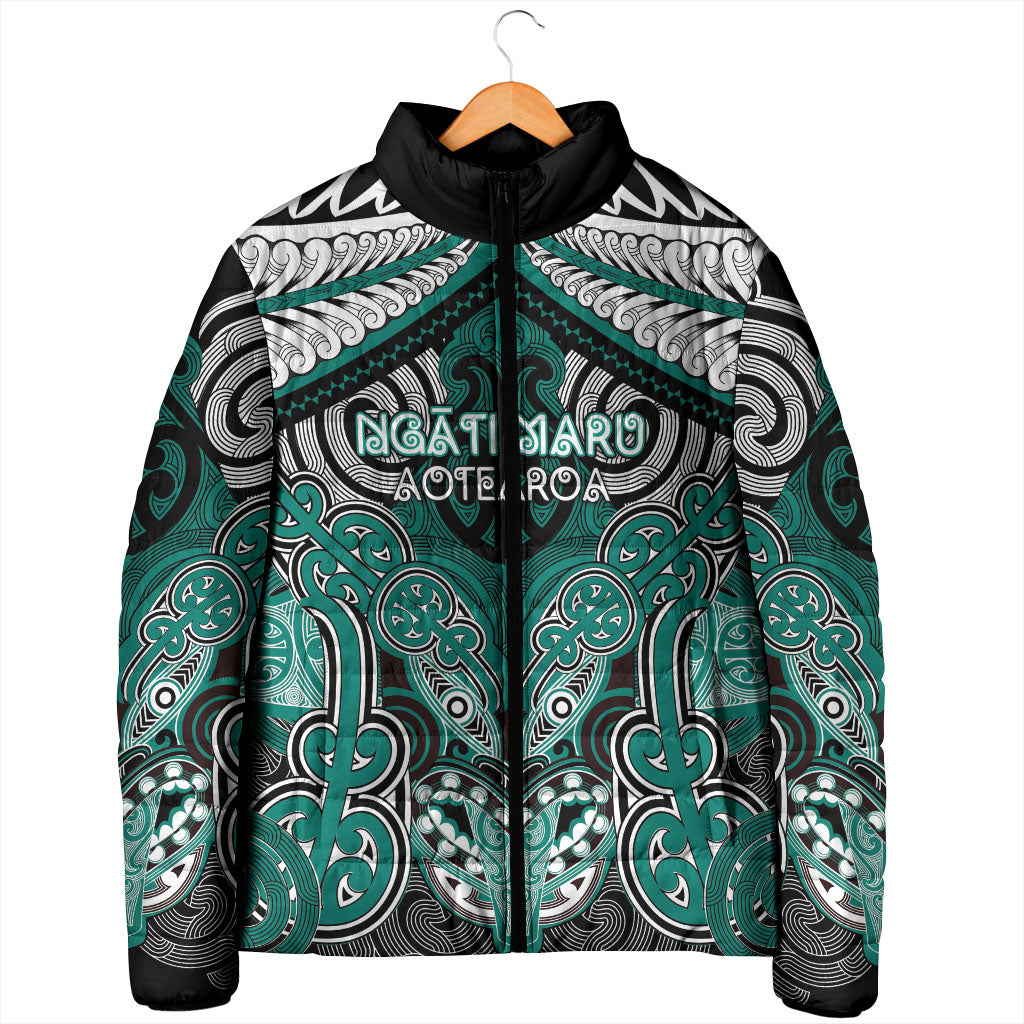 Aotearoa Iwi Ngati Maru Personalised Padded Jacket Maori Kowhaiwhai Pattern