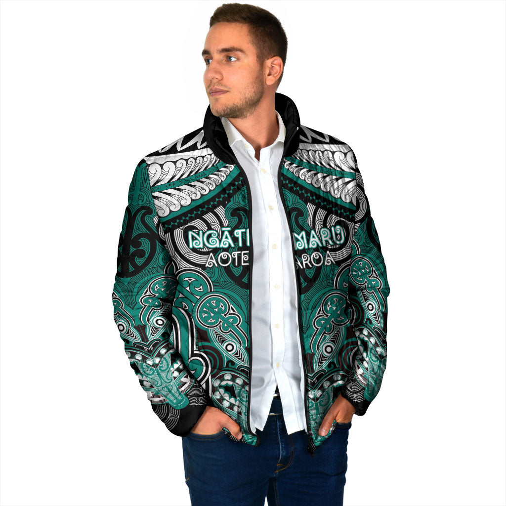 Aotearoa Iwi Ngati Maru Personalised Padded Jacket Maori Kowhaiwhai Pattern
