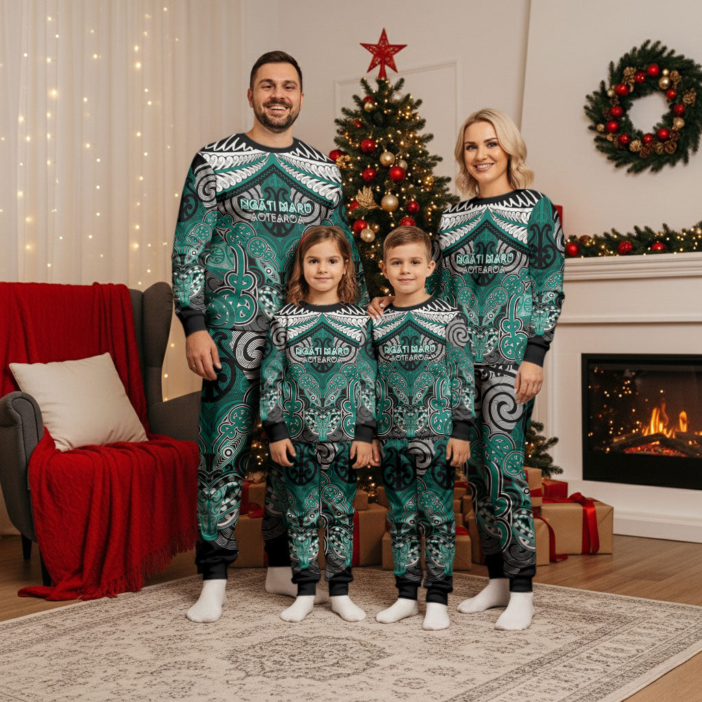 Aotearoa Iwi Ngati Maru Personalised Christmas Pajama Set Maori Kowhaiwhai Pattern