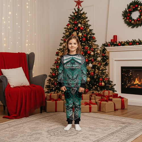 Aotearoa Iwi Ngati Maru Personalised Christmas Pajama Set Maori Kowhaiwhai Pattern