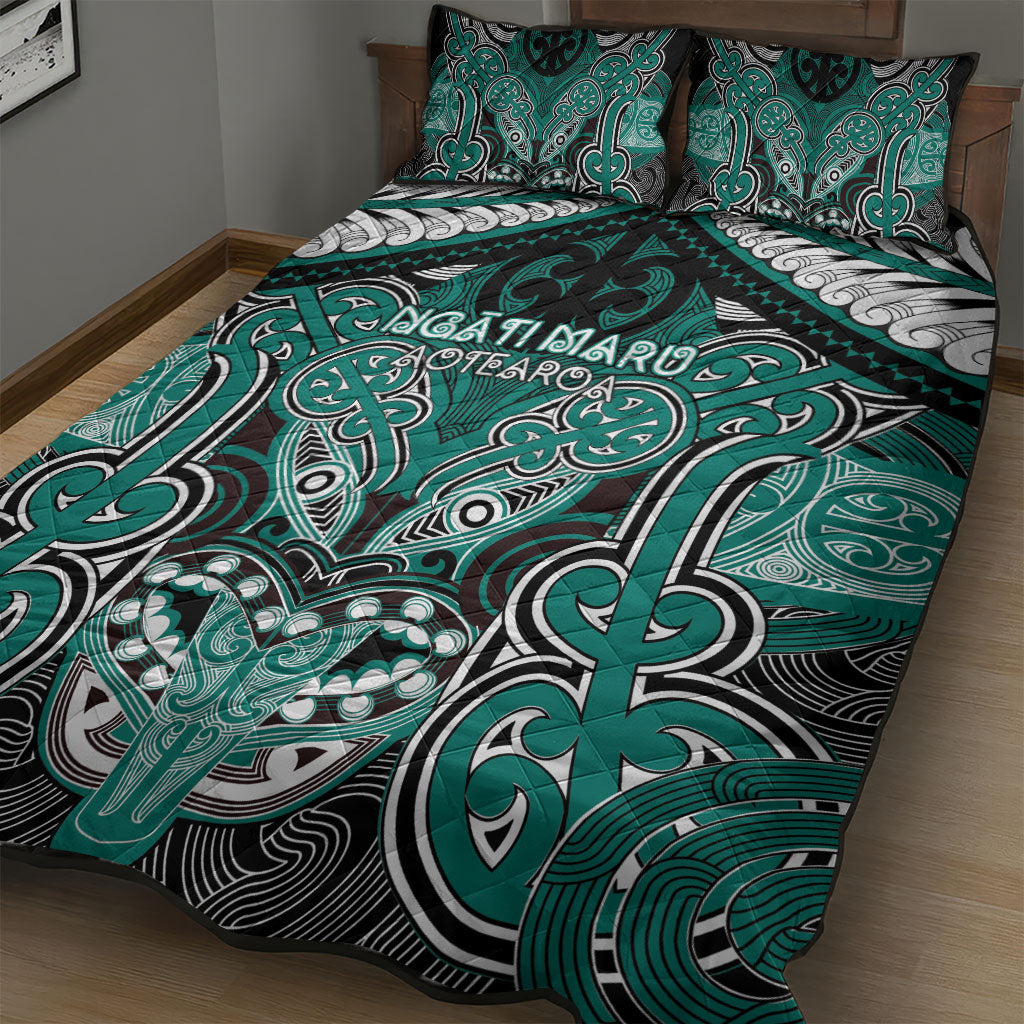 Aotearoa Iwi Ngati Maru Quilt Bed Set Maori Kowhaiwhai Pattern