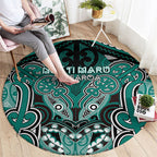 Aotearoa Iwi Ngati Maru Round Carpet Maori Kowhaiwhai Pattern