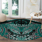 Aotearoa Iwi Ngati Maru Round Carpet Maori Kowhaiwhai Pattern