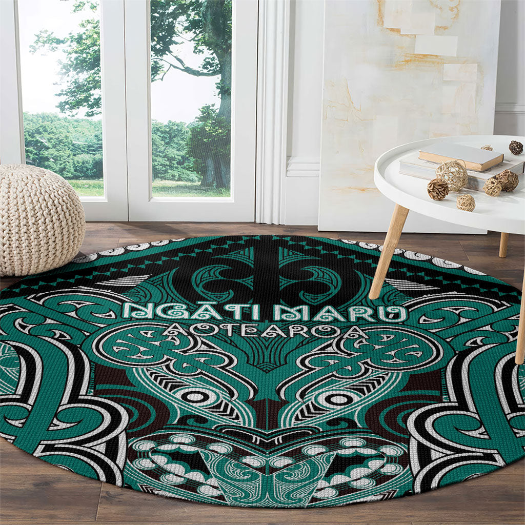 Aotearoa Iwi Ngati Maru Round Carpet Maori Kowhaiwhai Pattern